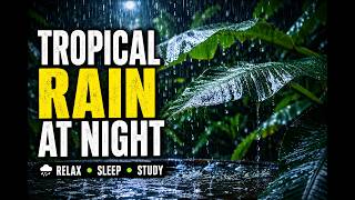 Heavy Rain on Banana Leaves at Night 🌧️ Tropical Rain Sounds for Deep Sleep, Relaxation & Studying