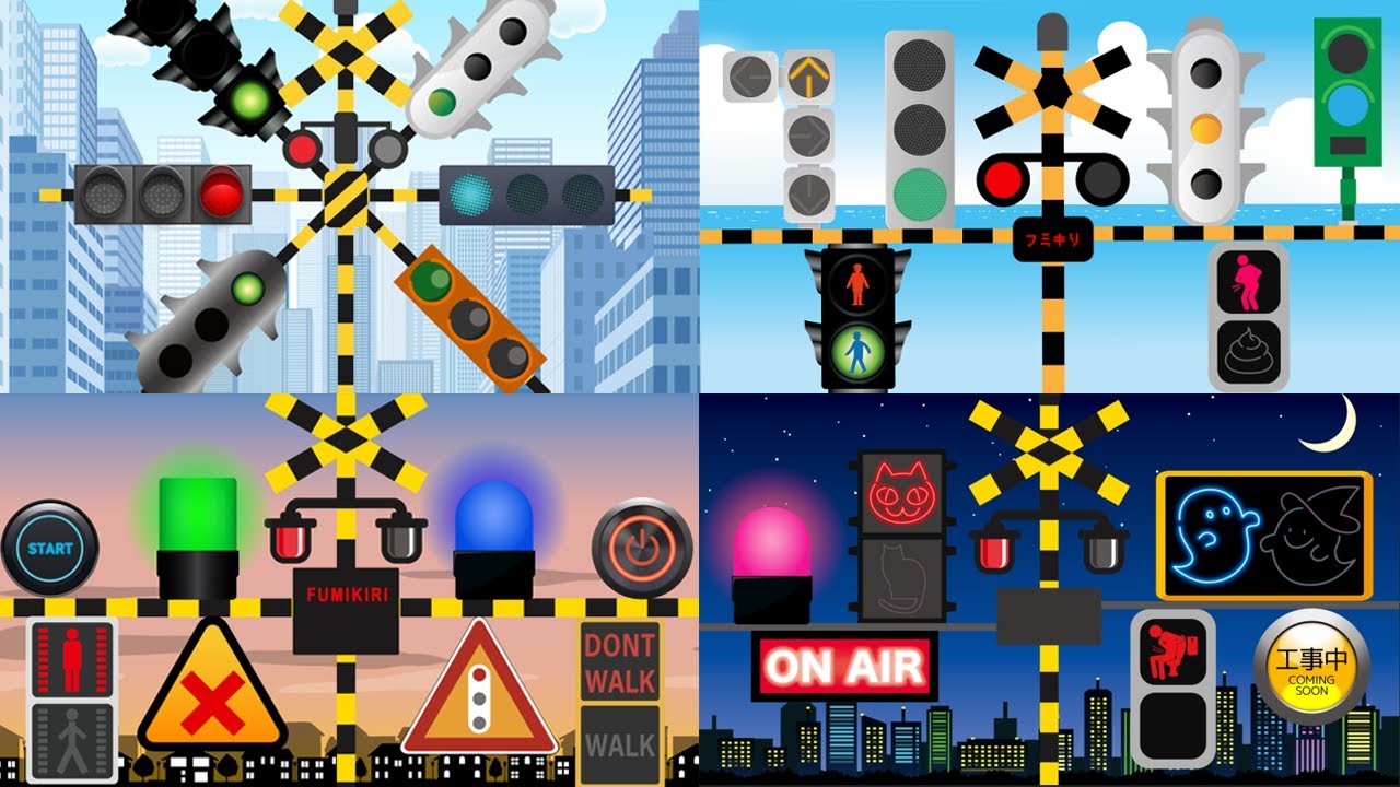 踏切カンカン★信号がLEDが合体して変な音楽を奏でる踏切アニメまとめ♪railroad crossing animation