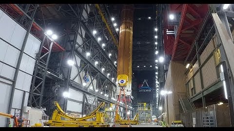Massive Core Stage for Artemis II Rocket Moved Through Vehicle Assembly Building at NASA Kennedy