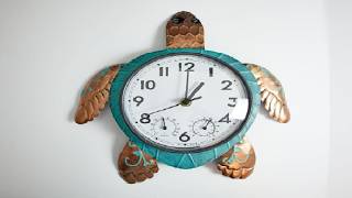 MUMTOP Turtle Outdoor Clock Waterproof, 12 6 Inch Outside Wall Clock with Thermometer Combo