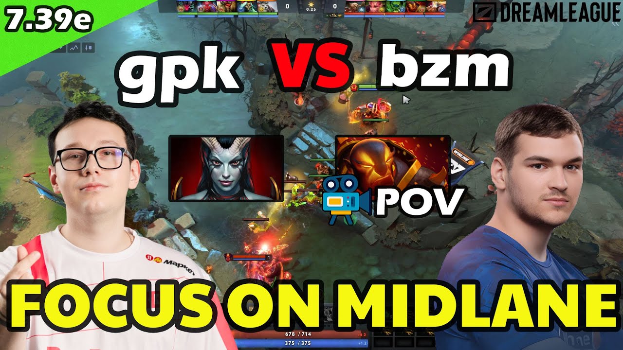 bzm Ember Spirit VS gpk Queen of Pain | Focus on Midlane | 7.39e