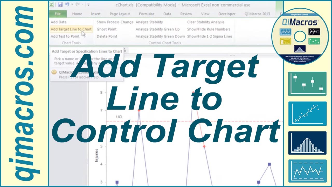 Add Target Line to an Excel Chart using QI Macros - YouTube