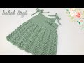 Yazlık ip askılı kolay bebek örgü elbise yapımı, baby knit dress pattern with summer rope straps