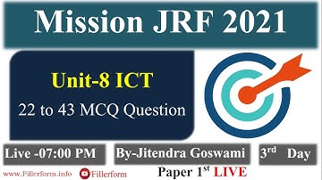#03 ICT MCQ Question NET Exam 2021 | Mission JRF 2021 with Jitendra Goswami | ict paper 1 ugc net
