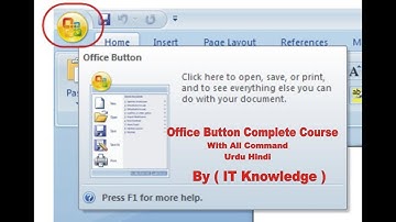 Microsoft Word 2007 - File Menu/ Office Button (Hindi/Urdu)Youtube Tutorial