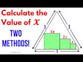 Find the Value of X if there are 3 Squares Inside an Equilateral Triangle | Step-by-Step Tutorial