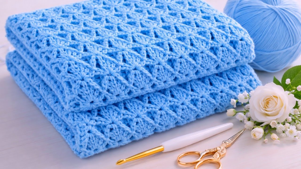 Easiest & Cutest Blanket & Sweater Stitch Ever💙Must Try/Step By Step Crochet Tutorial For Beginners😊