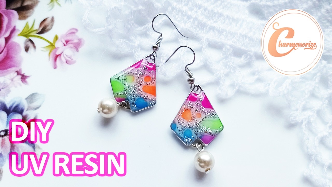 UV レジン | DIY UV Resin Earrings |No mold Make your own Frame