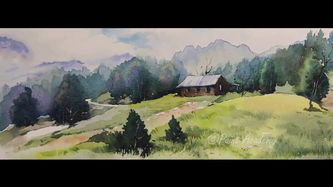 Watercolor Mountain Landscape Painting Tutorial step by step - YouTube