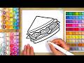 Yummy Sandwich Coloring 🥪 | ASMR Calm Coloring