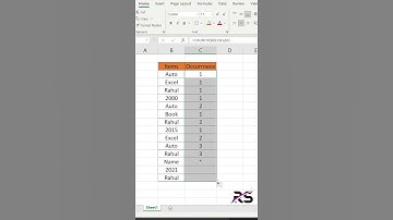 Excel Formula to Find how many times repeat the same values in a column