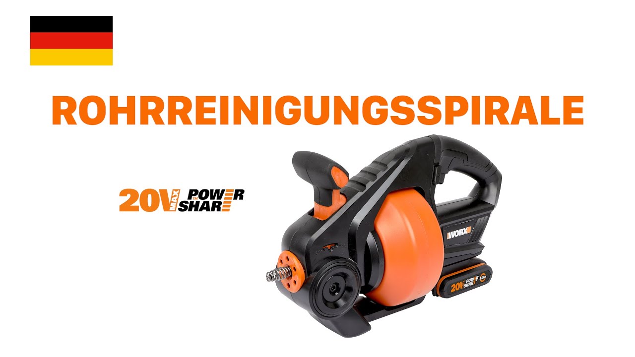 WORX 18V(20V MAX) Tarière de Vidange, Furets Déboucheurs sans Fil WX891