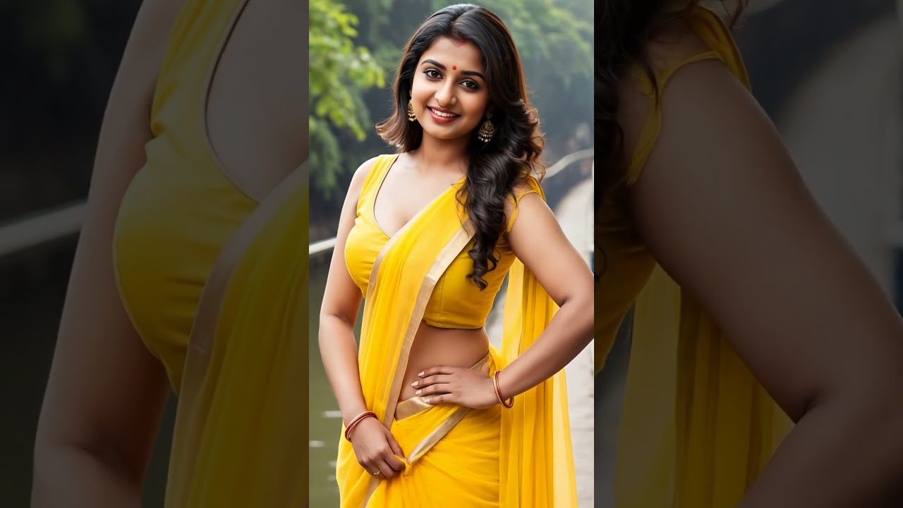 Yellow Saree Sunshine 🌞 Playful Riverside Beauty 