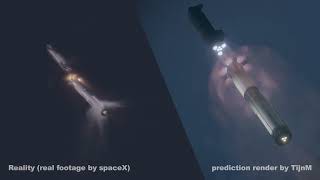Starship Hotstaging Reality VS My Render (IFT2) (Amimation)