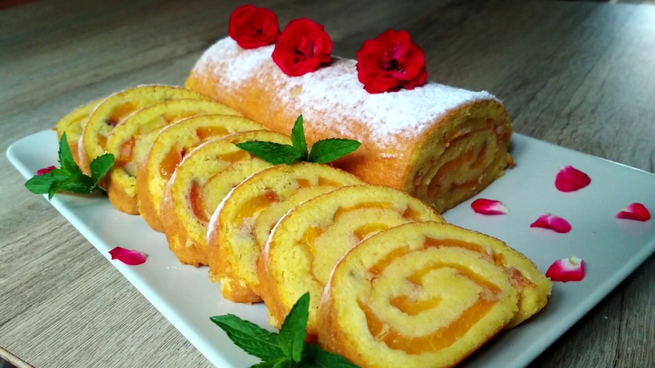 ПЕРСИКОВЫЙ РУЛЕТ - Выпекаем Вместе с Начинкой! Нежнейший Сезонный Рулет!