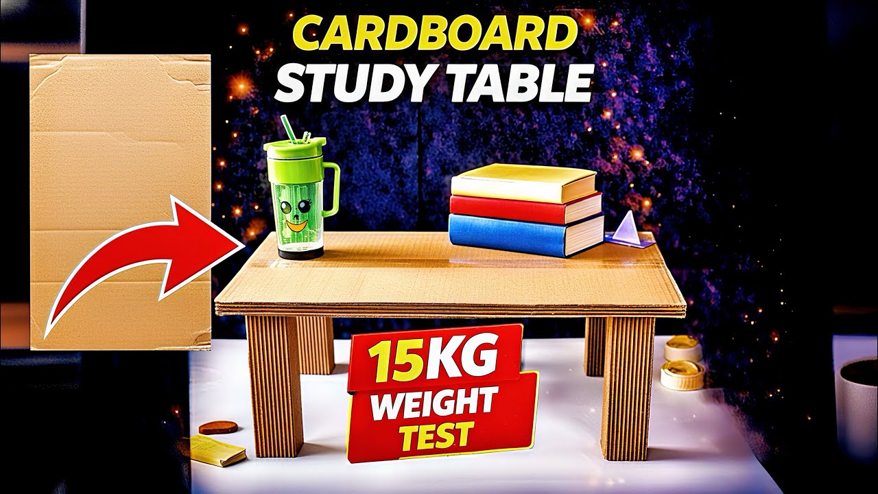 Cardboard se Study Table Banaya 😱 | 15KG Weight Test | DIY Cardboard Furniture