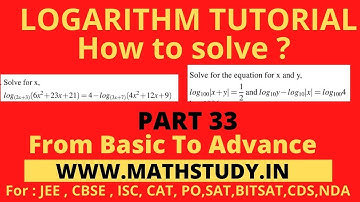 Logarithm Tutorial For Bank po,Log JEE Advanced,Formula of Logarithmic Function,Log for nda,PART-33