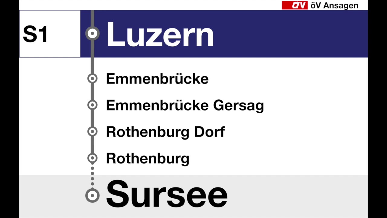 SBB Ansagen • S1 Baar – Zug – Rotkreuz – Luzern – Sursee