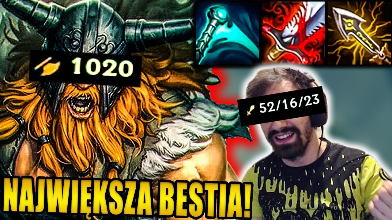 NAJWIĘKSZA BESTIA W LEAGUE OF LEGENDS *FULL AD OLAF* i jego 52 Kille 😎