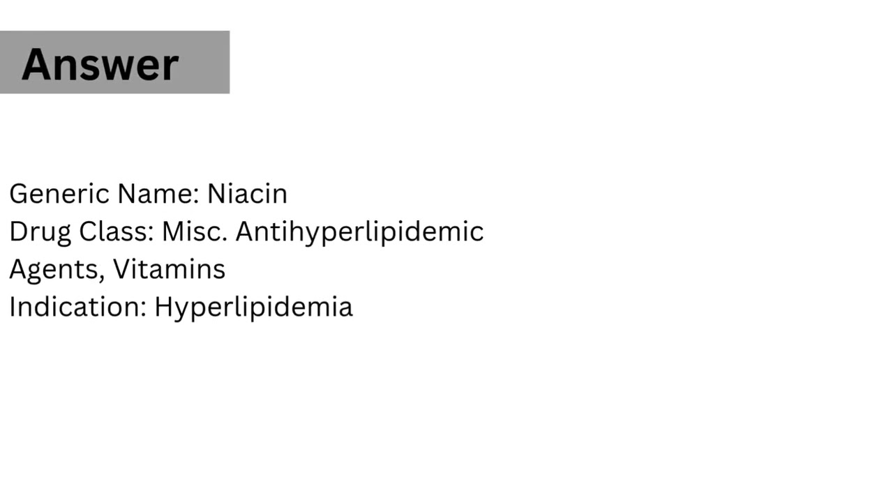Каково общее название, класс препарата и показания к применению Ниаспана?