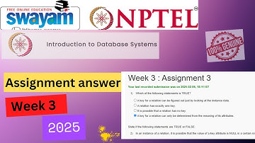 NPTEL Introduction to Database Systems ||Week 3 Assignment 3 Answers Solution Quiz |2025Jan|#nptel