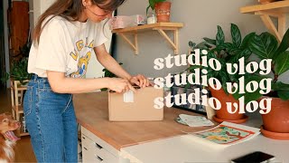 unboxing new stickers and prints, gouache painting,  + berlin walk | studio vlog