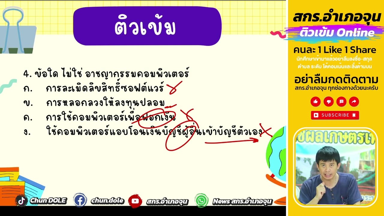 ติวเข้ม วิชา สค0200037 อาชญากรรมบนโลกออนไลน์ ระดับมัธยมศึกษาตอนต้น Full
