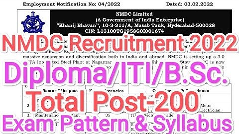 #NMDC Diploma trainee Recruitment 2022 | nmdc exam Pattern & syllabus | nmdc mechanical Recruitment