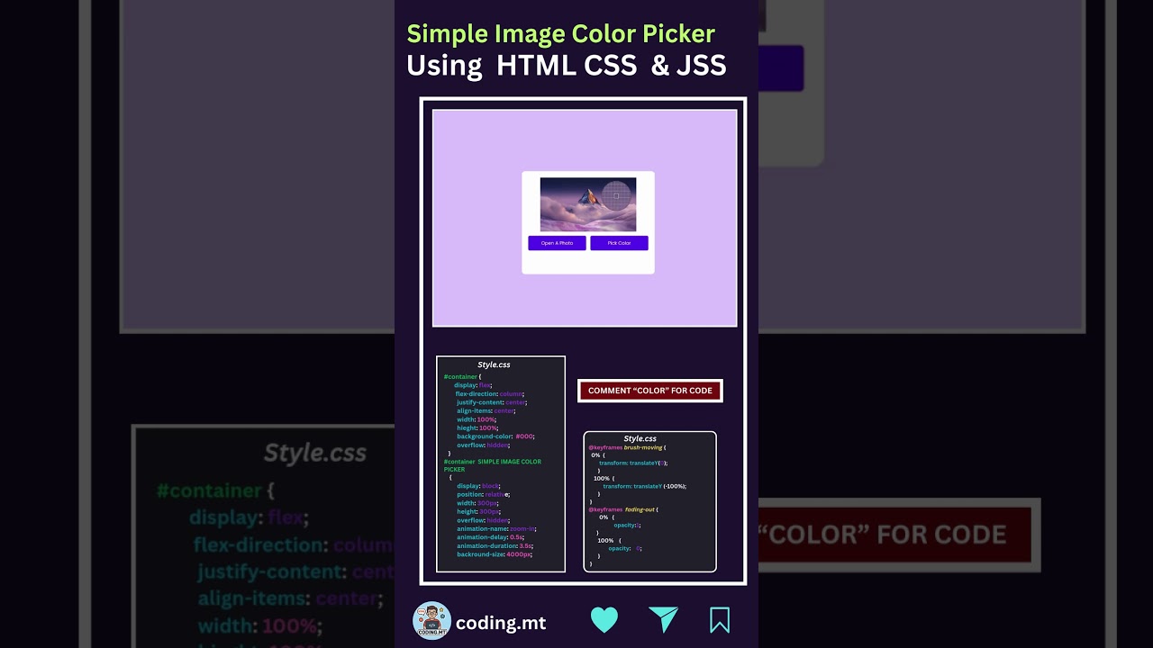 IMAGE COLOR PICKER Using HTML CSS & JS 