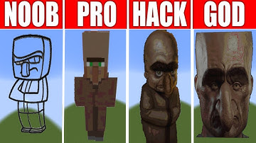 Pixel Art NOOB vs PRO vs HACKER vs GOD, Villager in Minecraft