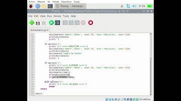Diccionario de datos a través de un menú en Python , Agregar, modificar y eliminar