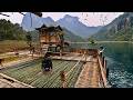 Continue expanding the cultivated area on the floating farm in the middle of the lake.