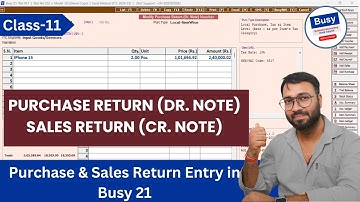 How to Pass Purchase Return (Dr. Note) & Sales Return (Cr. Note) Entry in Busy 21 - Part-11