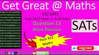 KS2 SATs June 2022 Maths Paper 1 Arithmetic Question 13 short division