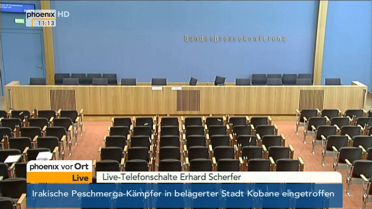 Feueralarm in der Bundespressekonferenz mit Ursula von der Leyen am 29.10.2014