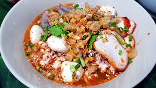 1087 ก๋วยเตี๋ยวต้มยำหมูโบราณ ก๋วยเตี๋ยวหมูน้ำใสลำพูนThai Noodle Clear Soup  With Bake Red Pork - Youtube