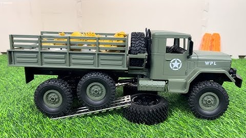 6x6 WPL B16 RC Truck Delivers Rocks & Excavator Buckets | Realistic Simulation Test