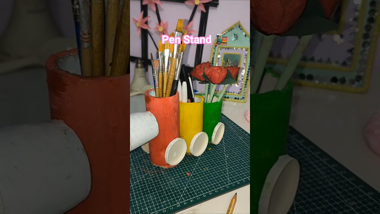 pen stand by using cardboard rolls
