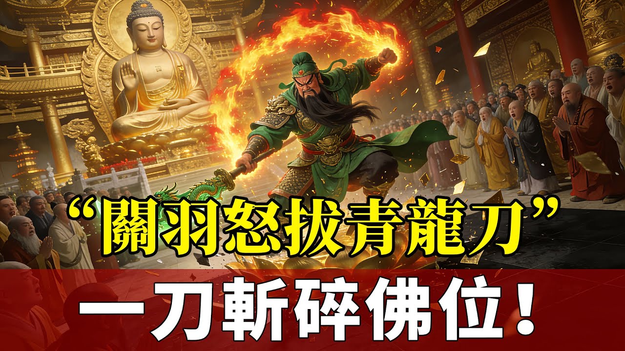 關羽成佛時，為何敢在靈山當著如來佛祖的面，一刀劈碎九品金蓮台？佛祖驚嘆：這才是真正的菩薩！ 伽蓝菩萨, 如来佛祖, 民间传说, 神话故事,