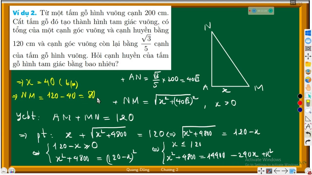 Toán 10:  Toán thực tế - Ứng dụng phương trình qui về bậc hai