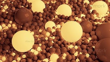 4k 3D seamless loop animation of beautiful small and large spheres or balls cover plane as abstract