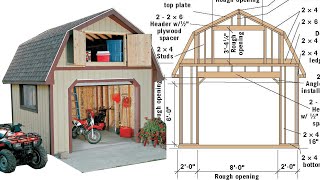 12x12 Gambrel Barn Storage Shed Plans With Loft - Step By Step Instructions To Construct