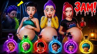 ALLE SCHWANGER TRÄNKE VON RUMI MIRA UND ZOEY TRINKEN um 3 UHR! KPop Demon Hunters Schwanger!