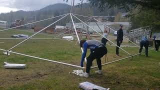 30x40 frame tent with a green crew