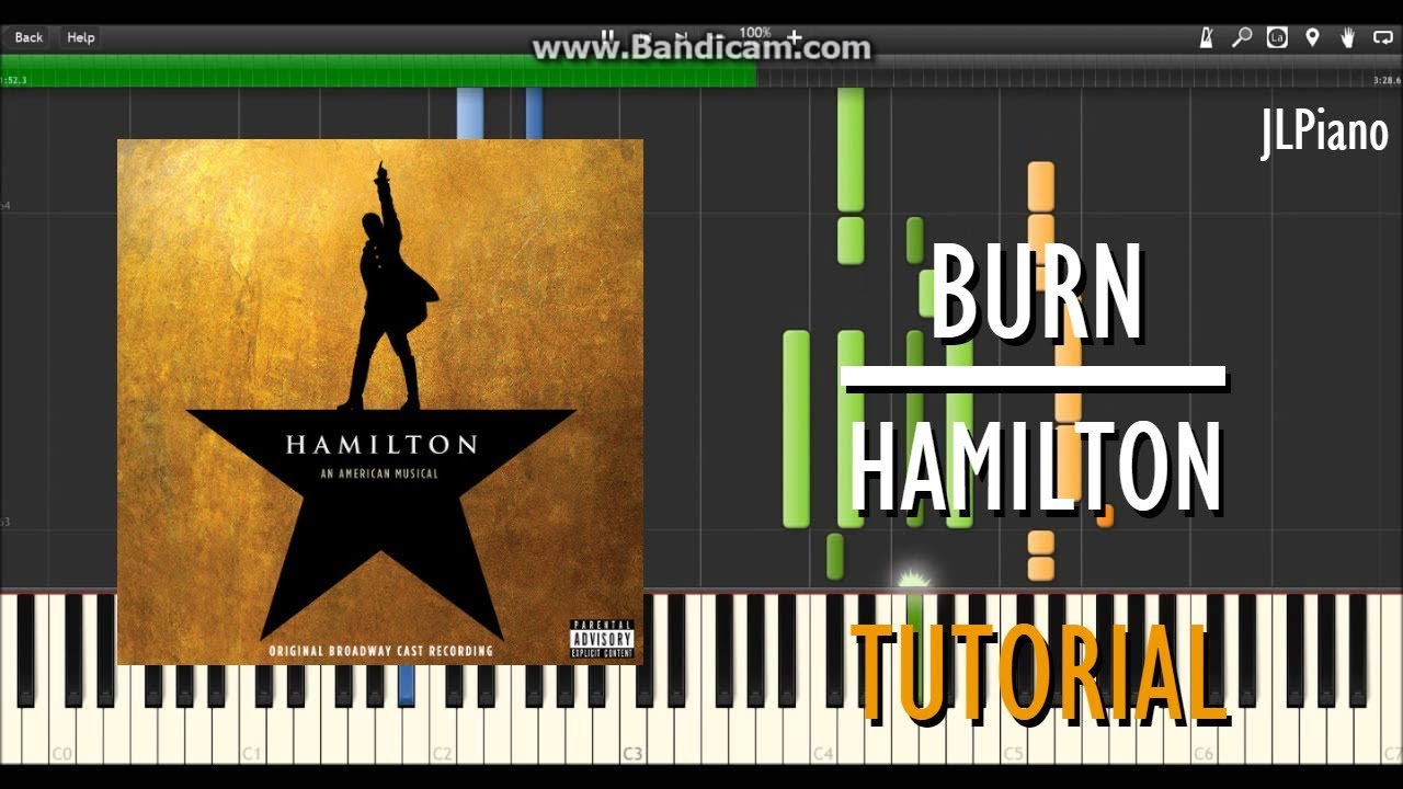 Burn Hamilton Synthesia Piano Tutorial 50 Speed Sheet