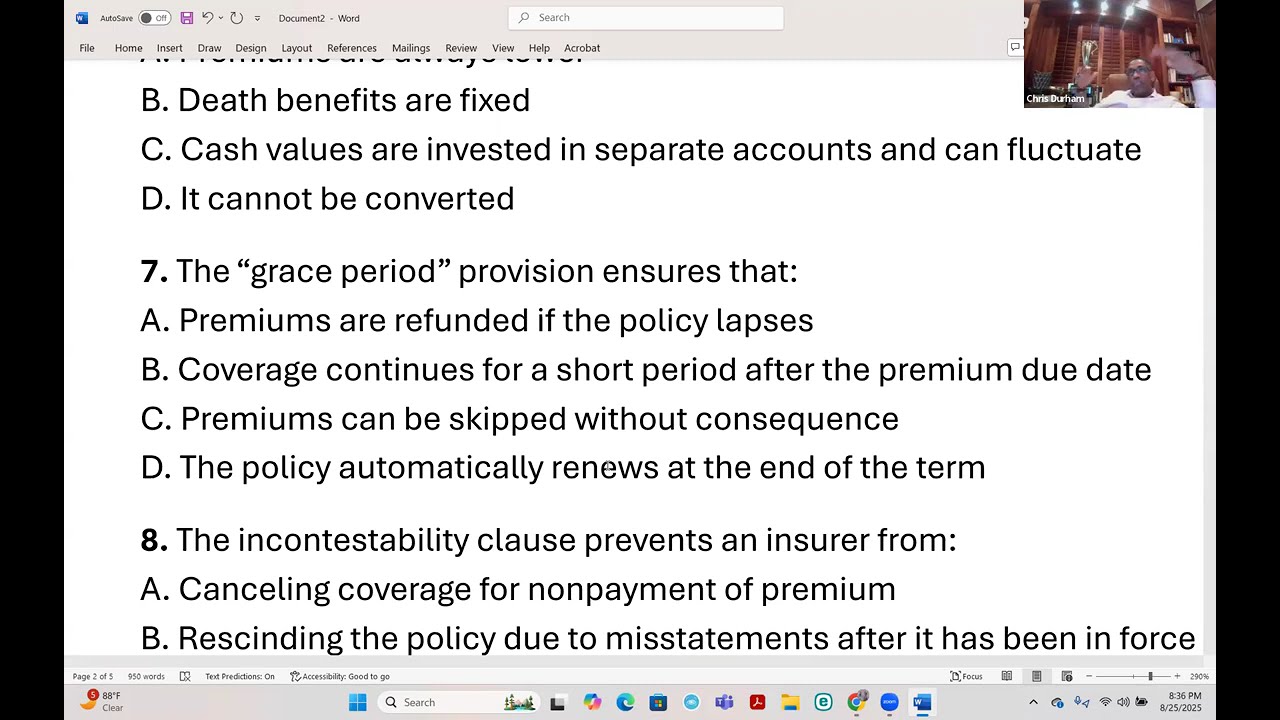 Types of policies and provisions practice test.. GUARANTEED to help you pass exam