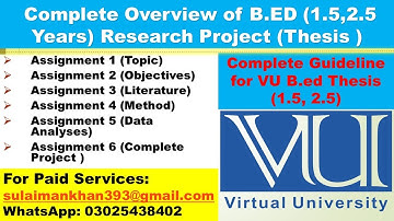 How to Solve (Complete Overview of) B.ed (1.5, 2.5) Year Assignment.1 to 6 l Vu B.ed Project/Thesis