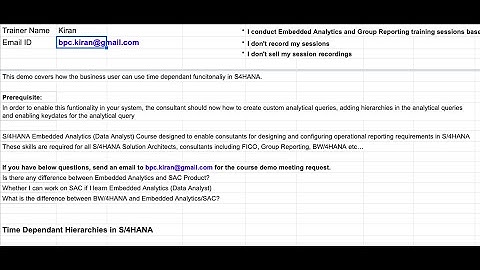 S/4HANA Embedded Analytics - Time Dependant Hierarchies