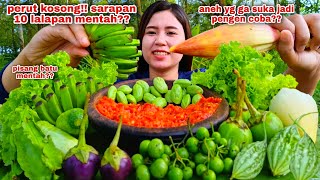 VEGETARIAN MUKBANG , MUKBANG RAW LAPAN WITHOUT RAW BANANA RICE THE HEART OF BANANA PETE LEUNCA