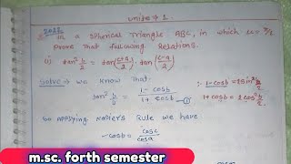 In a spherical triangle abc, which angle c=90 so prove that Tan²b/2=tan(c+a)/2.tan(c-a)/2